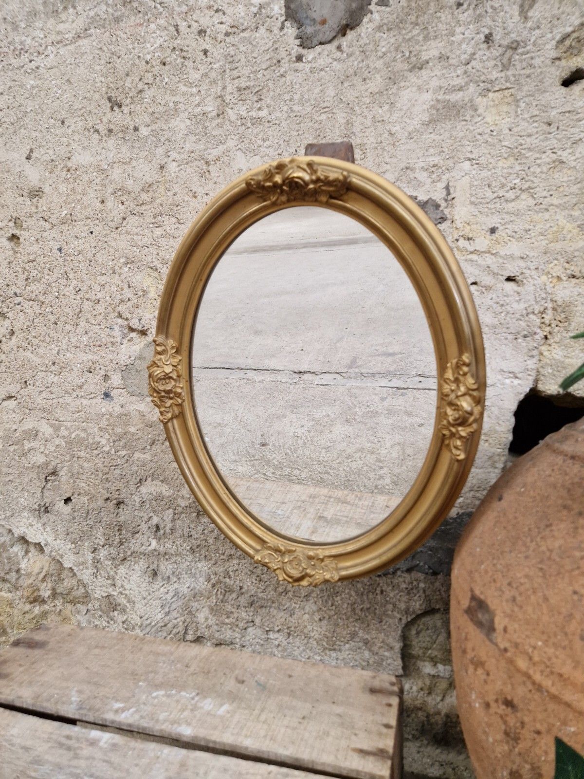 photo for sale 19th Century French Oval Mirror Louis XVI Style