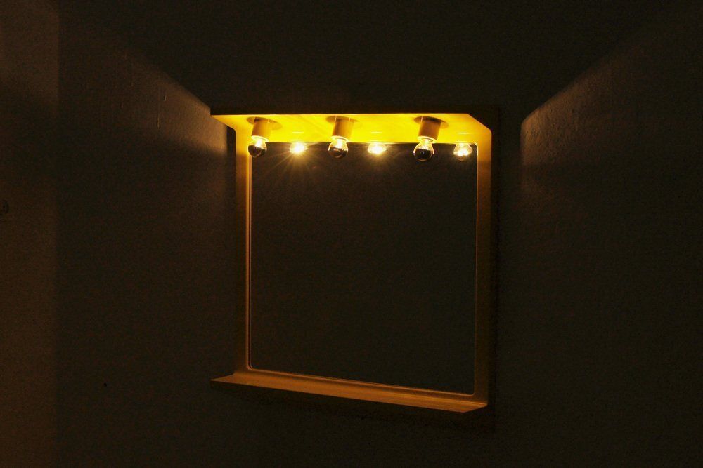 Space Age Illuminated Yellow Wall Mirror By Makio Hasuike, Italy, 1980s photo Home Decor
