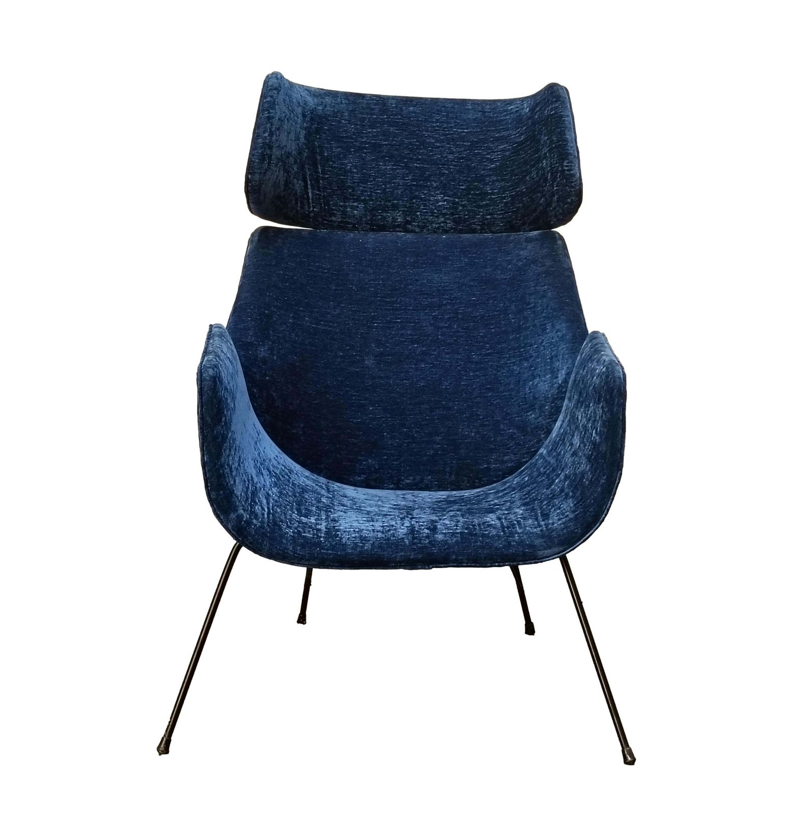Augusto Bozzi For Saporiti Blue Fabric Armchair, Italy 1950s photo furniture