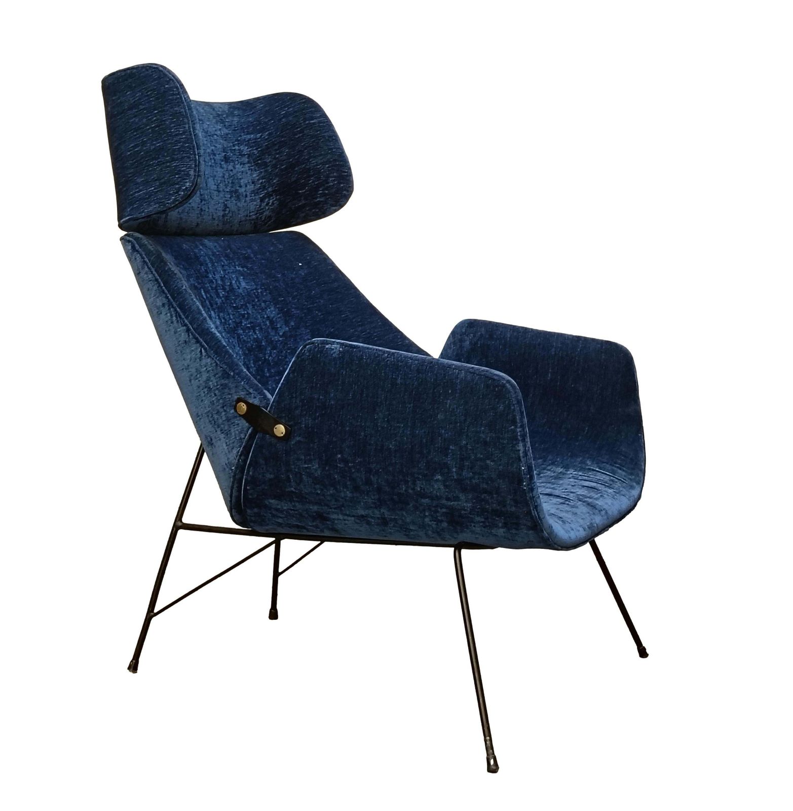 Augusto Bozzi For Saporiti Blue Fabric Armchair, Italy 1950s photo Furniture