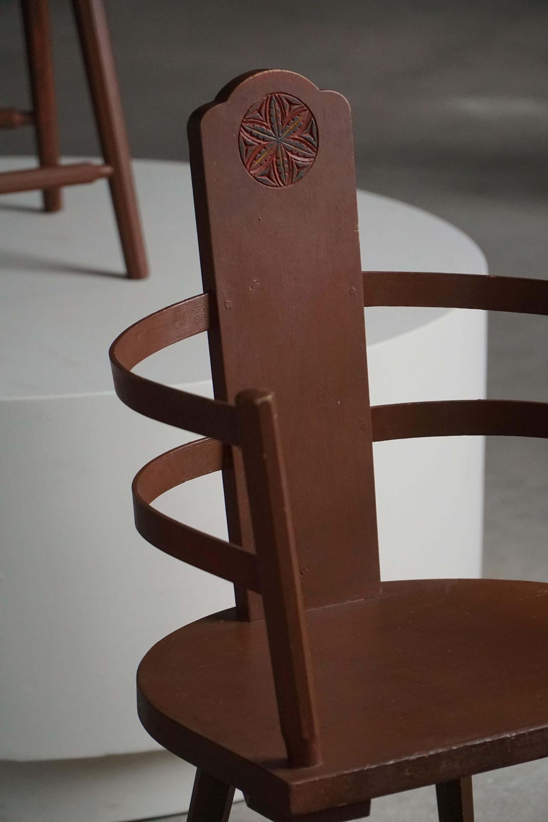 1199.0 Pair Of Scandinavian Wooden Folk Art Armchairs With Hand Carved Motifs, 1920s photo