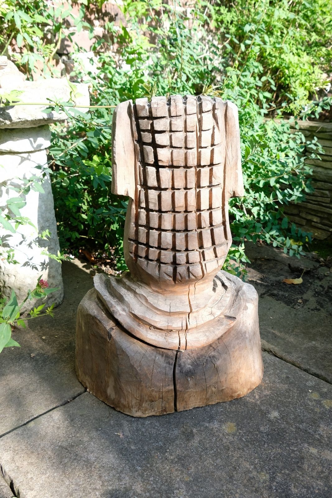 Naïve Folk Art Wooden Bust Of A Mythical Man – Hand Carved photo vinterior