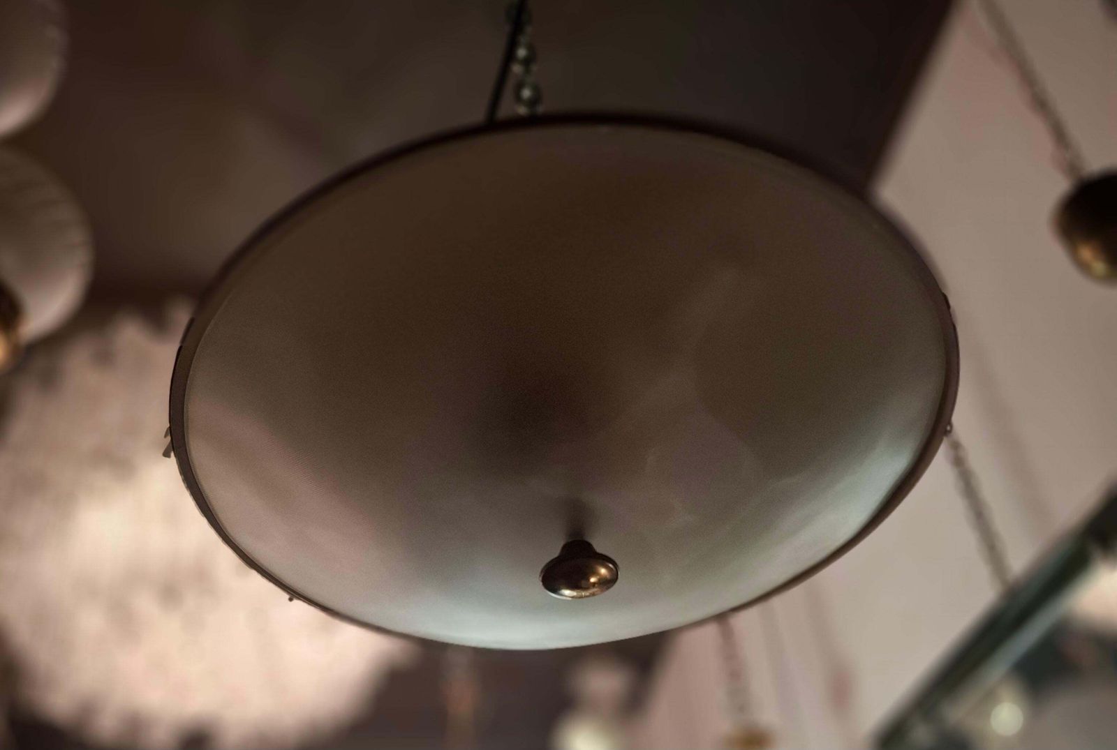 Fontana Arte Chandelier/Ceilling Light Brass Glass Metal, 1950, Italy photo Lighting