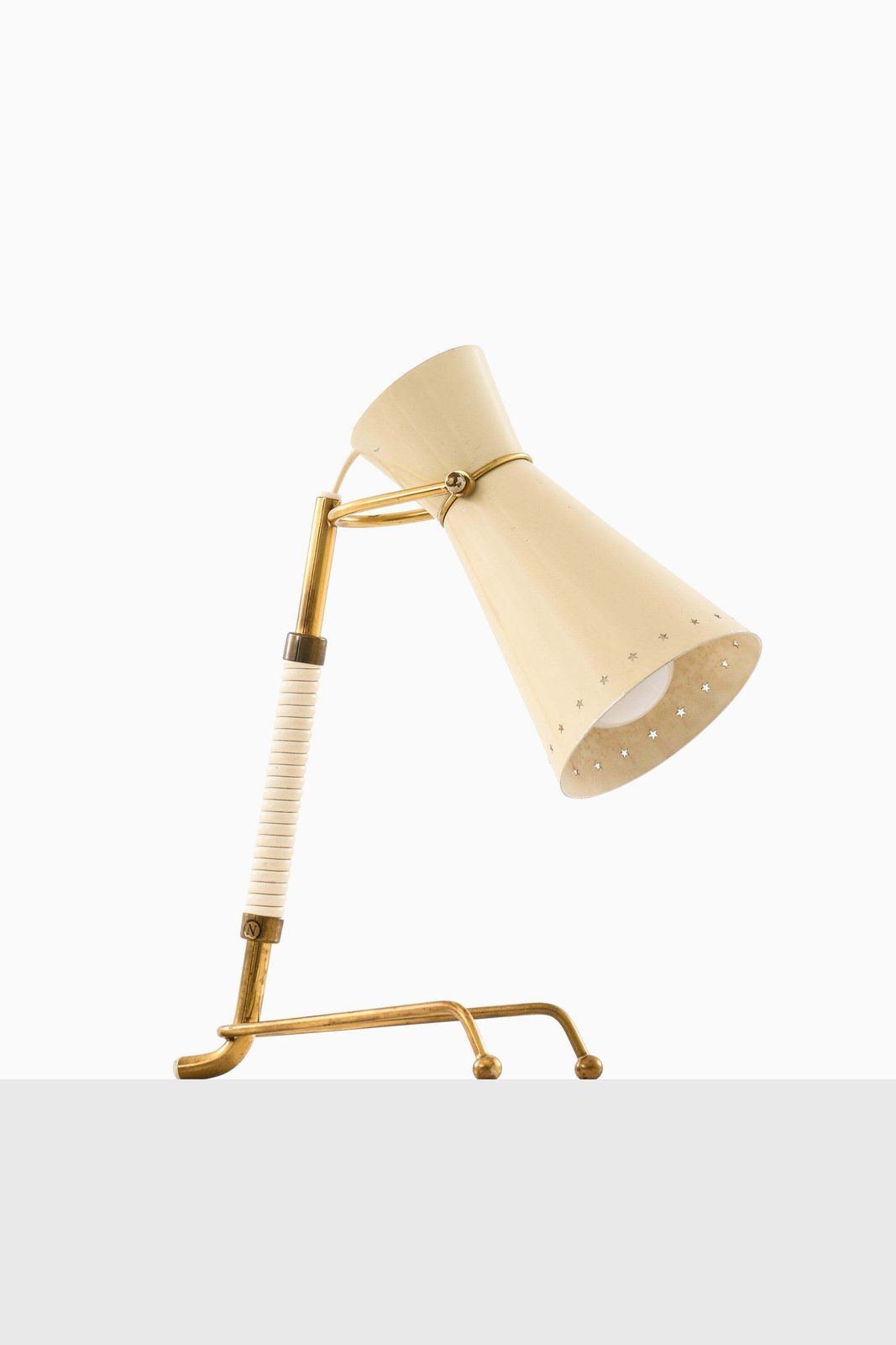 Table Lamp In Brass And Original Lacquered Metal, 1950's photo furniture