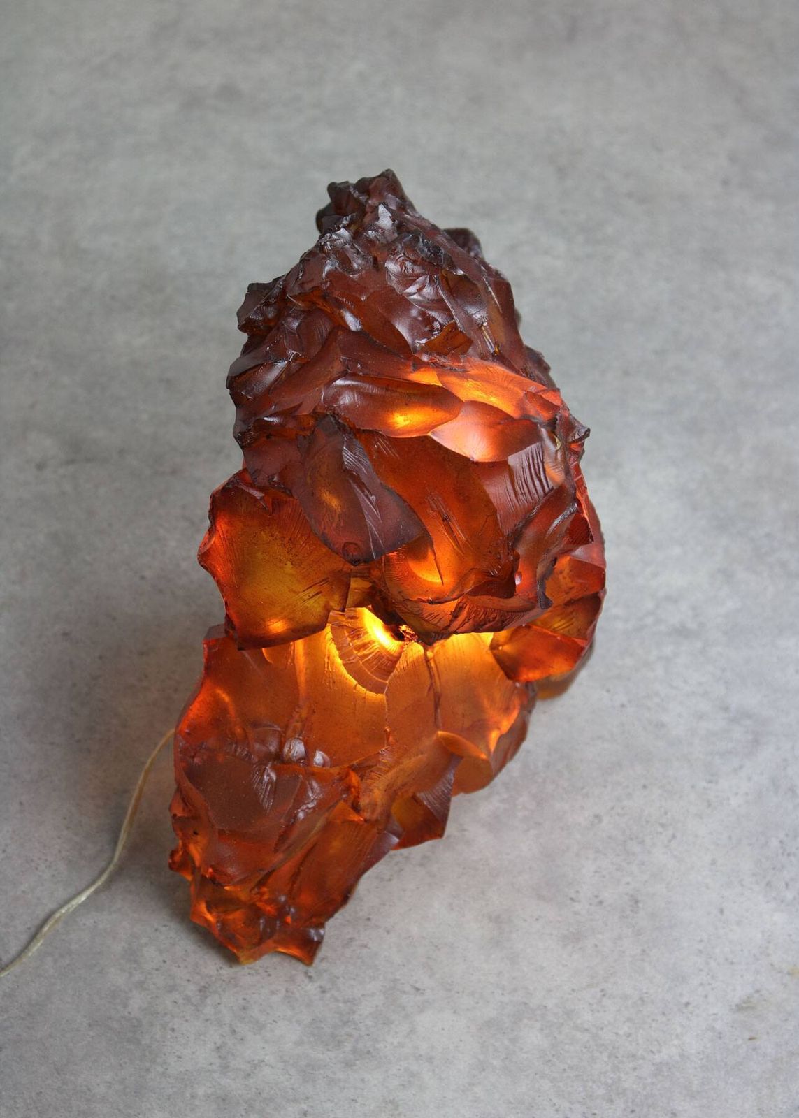 photo vinterior Vintage Italian Orange & Yellow Sculpture Lamps, 70s, Set Of 2