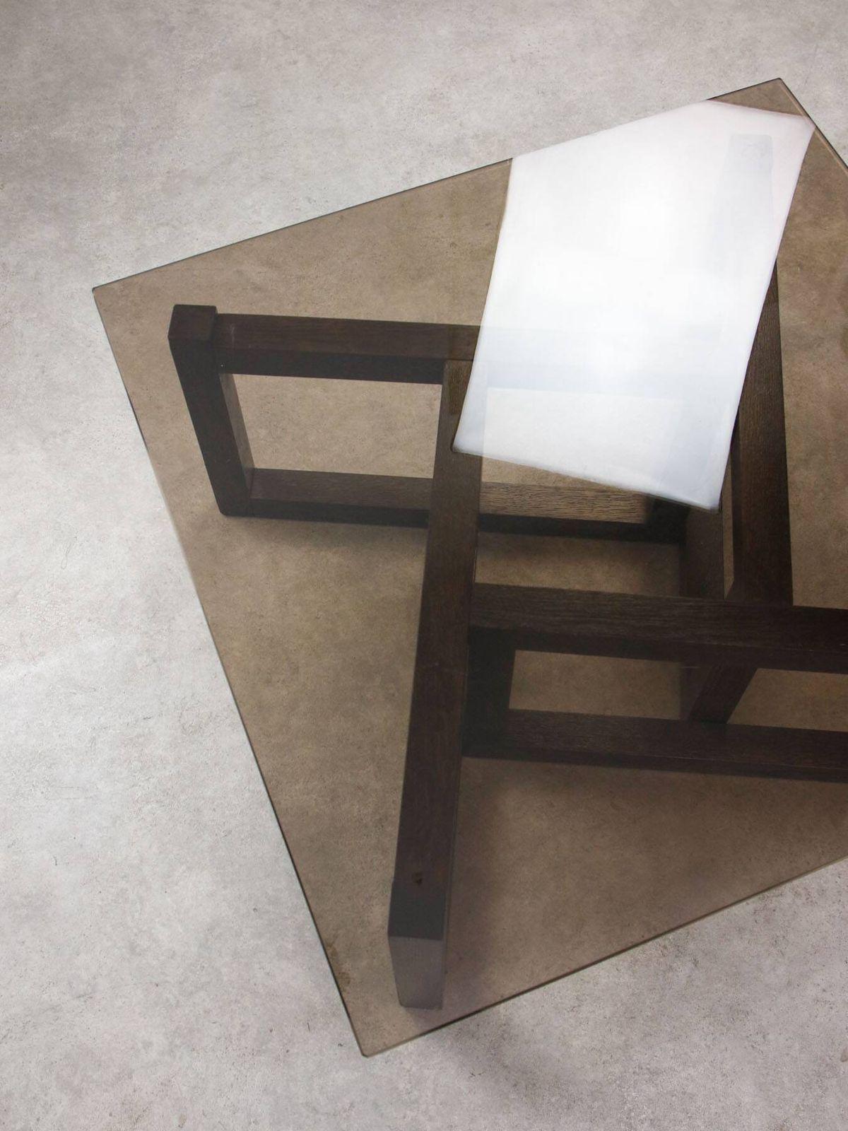 Italian Wooden & Smoked Glass Coffee Table, 60s photo furniture