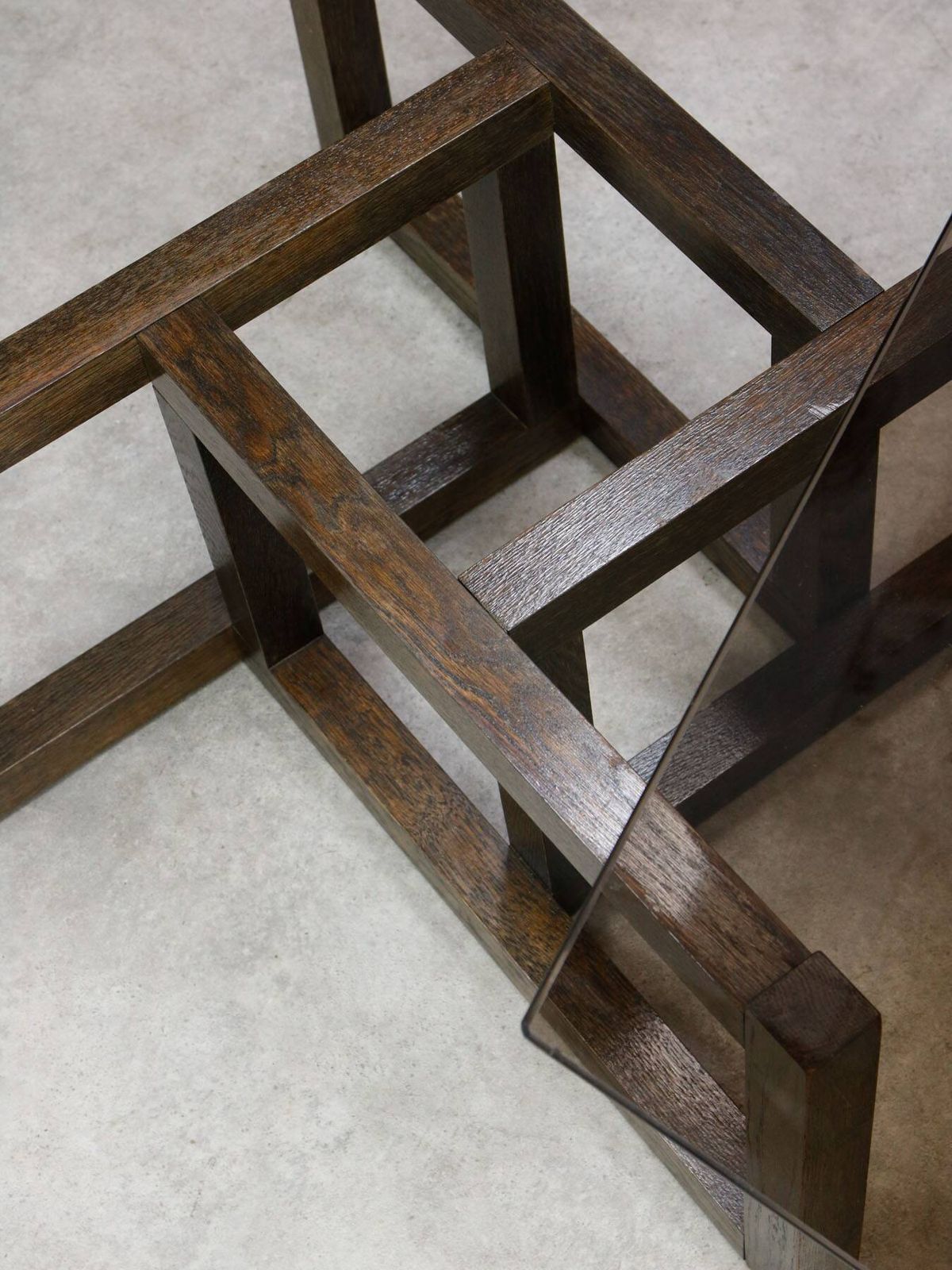 Furniture Italian Wooden & Smoked Glass Coffee Table, 60s photo