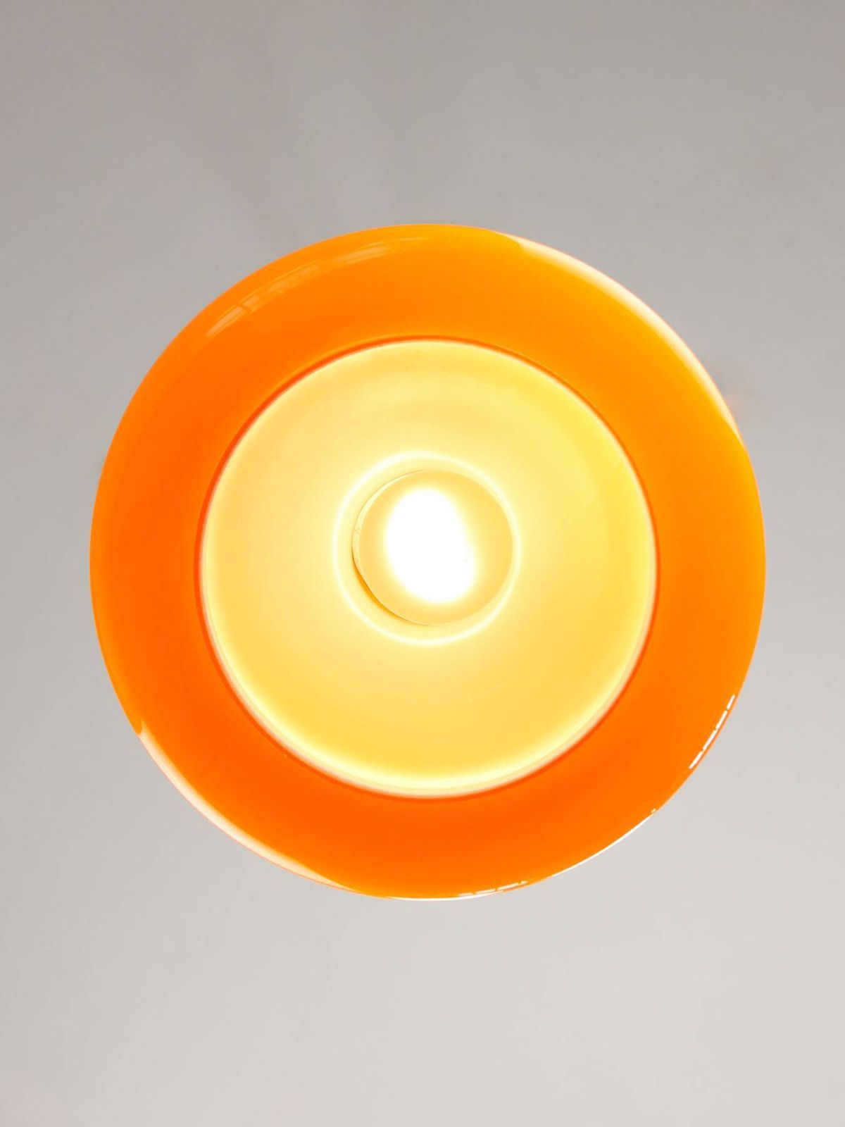 photo furniture Mid Century Italian Orange Glass & Brass Pendant Lamp, 60s