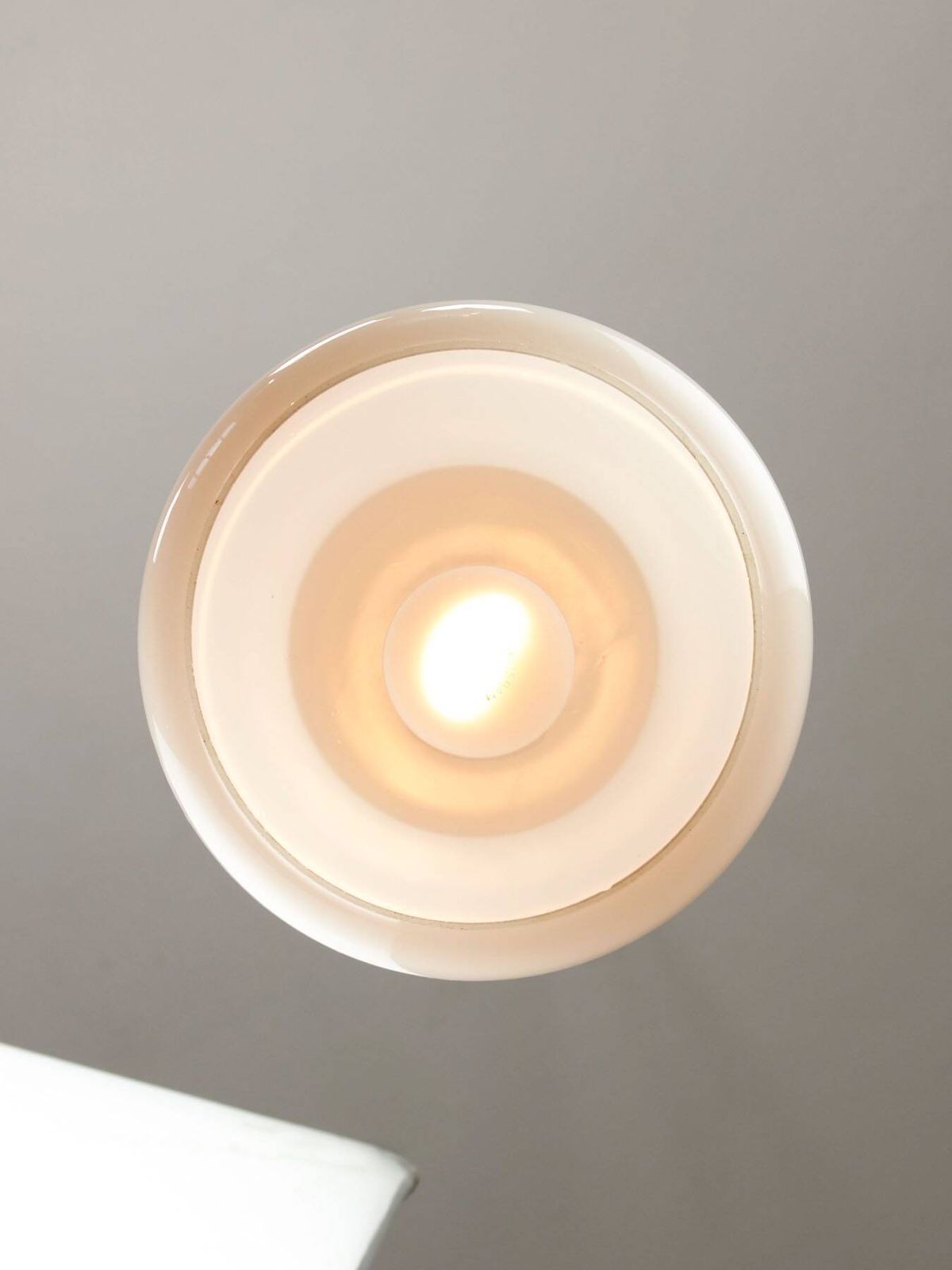 Mid Century Italian Opaline Glass & Brass Pendant Lamp, 60s photo vinterior