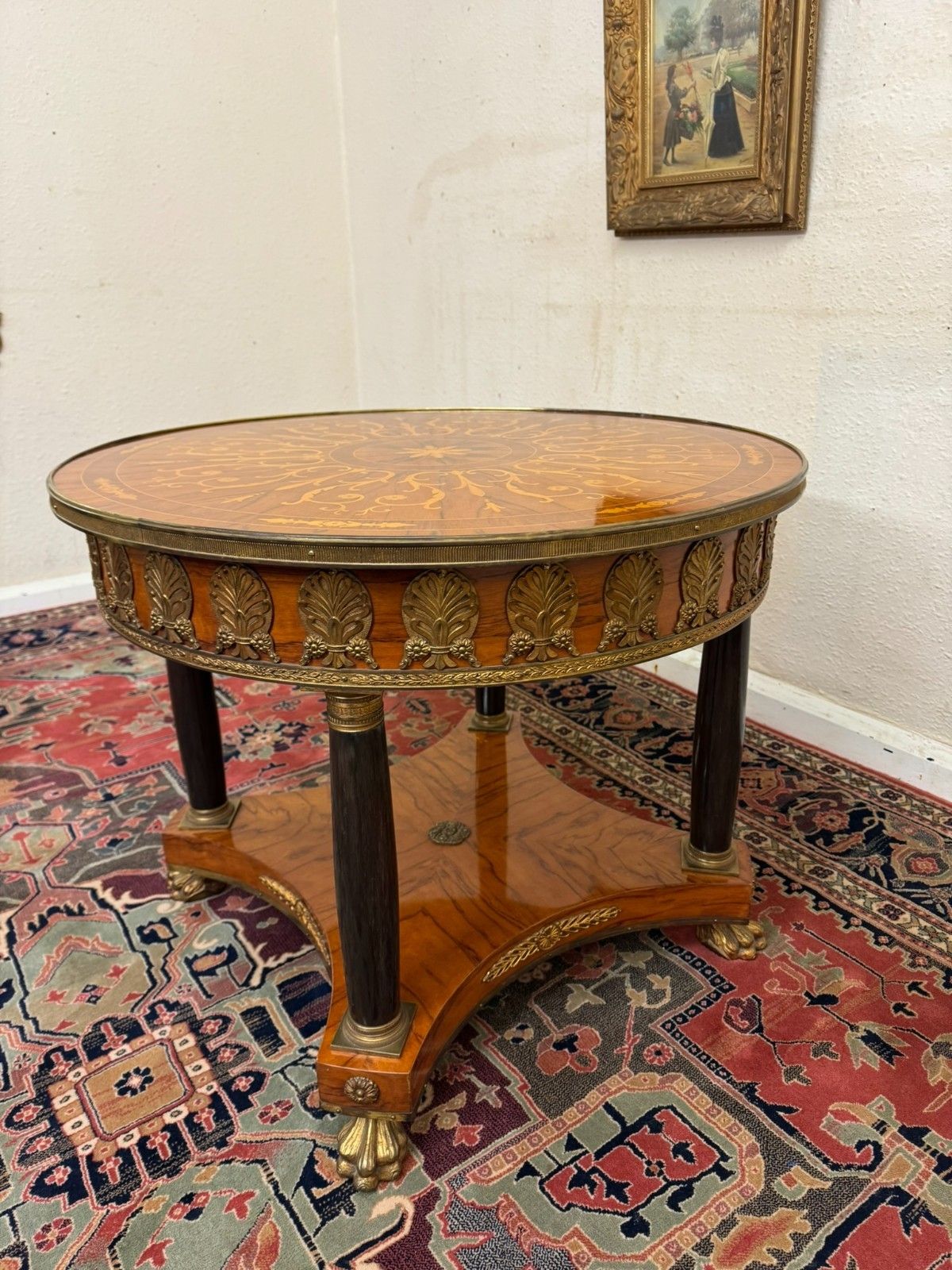 Stunning Round French Kingwood Marquetry Inlaid Centre Table/Accent Table photo Furniture