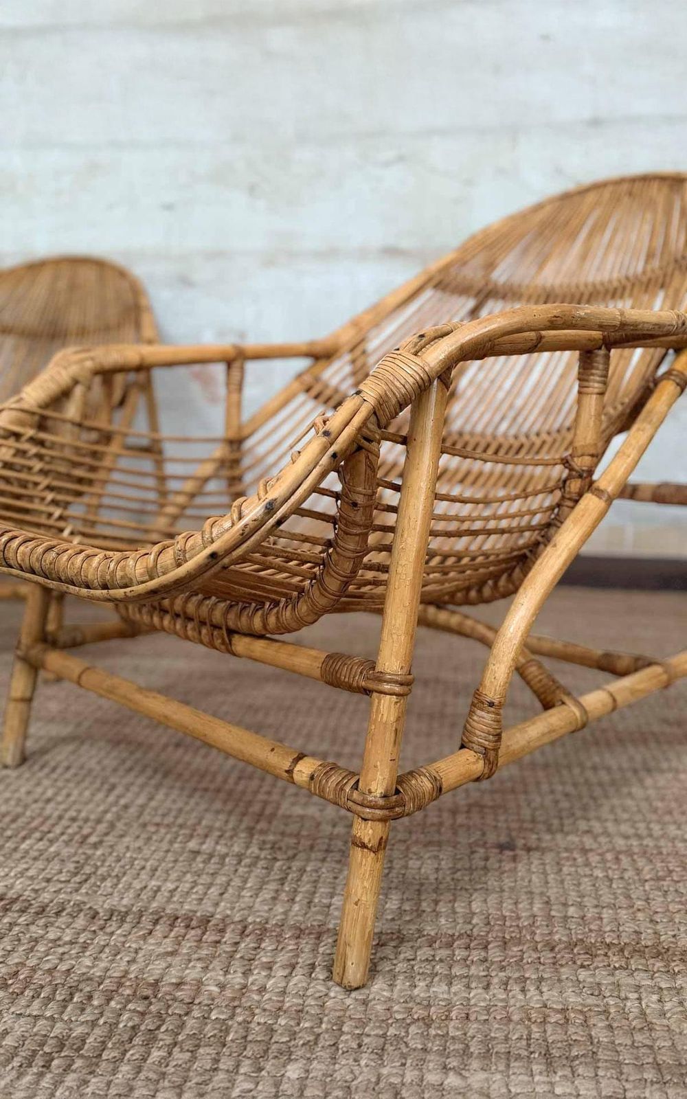 Pair Of Bamboo Lounge Armchairs By Ikea – Second Half Of The 20th Century photo vintage