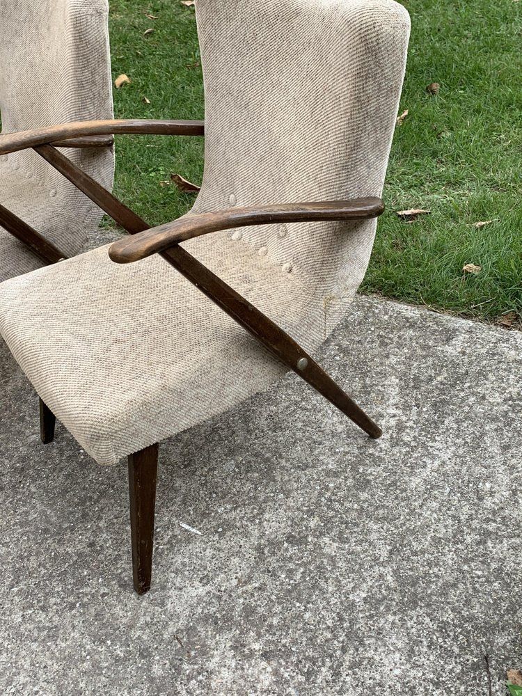 Art Deco Side Chairs And Stool, 1940s, Set Of 3 photo vinterior