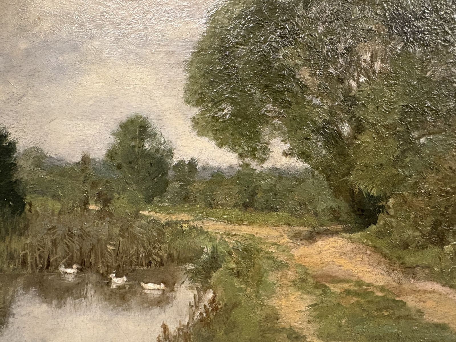 Oil Landscape Depicting Geese On A Pond By Frank Percy Wild 1930s photo 325.0