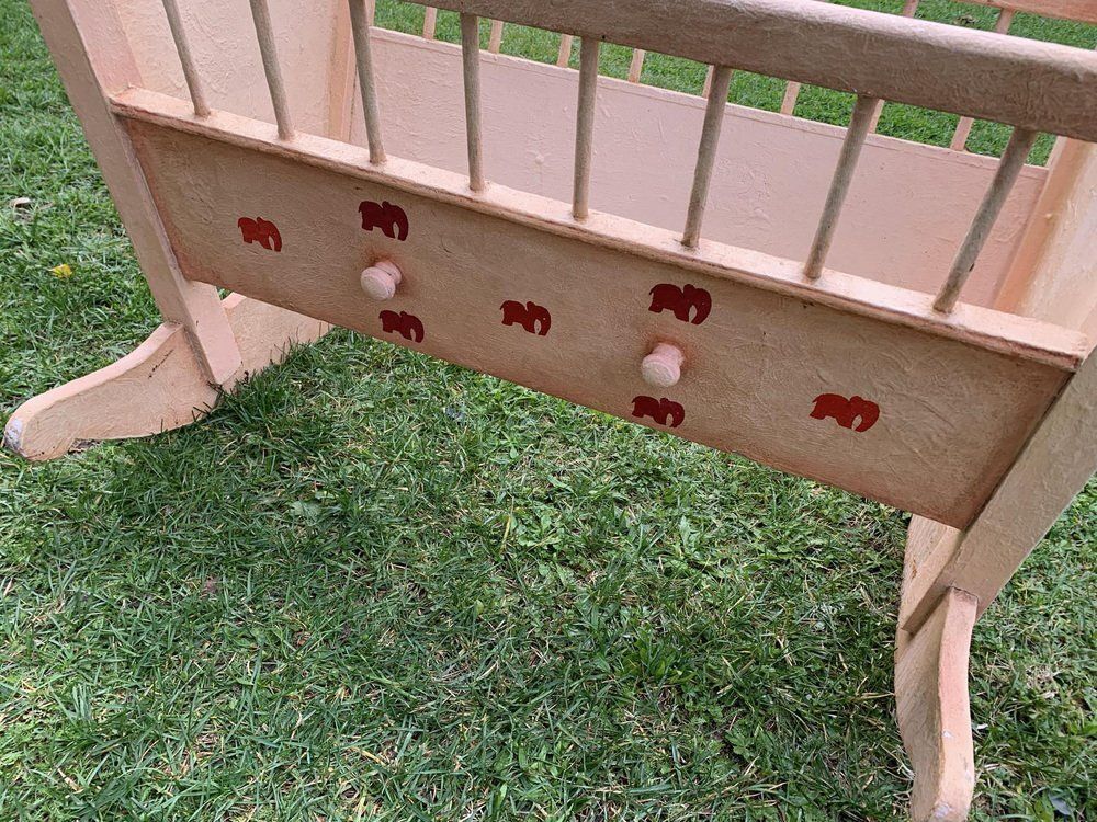 Hungarian Painted Pine Children's Cradle, 1920s photo for sale