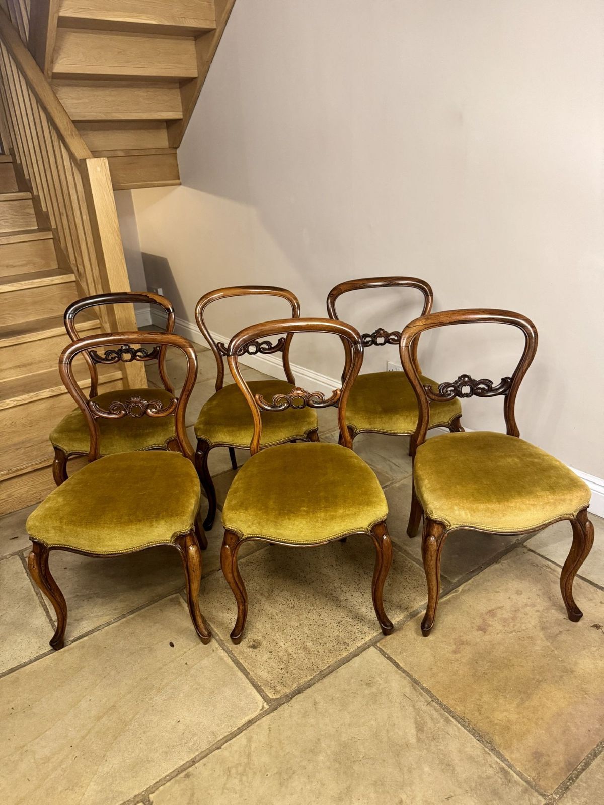 Stunning Quality Set Of Six Antique Rosewood Balloon Back Dining Chairs photo furniture