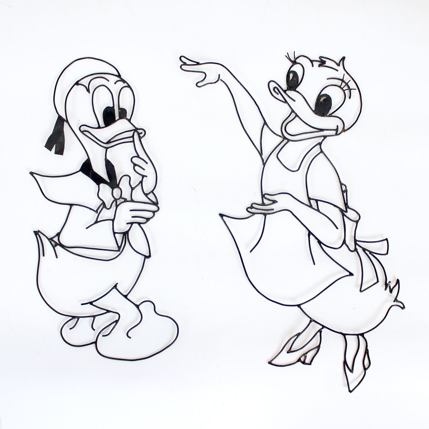 Disney " Donald & Daisy Duck " Wall Decoration In Metal, 1960s