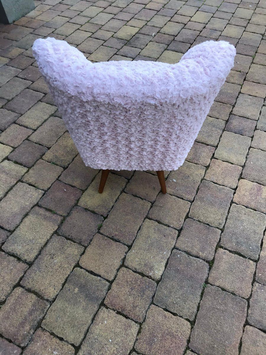 Vintage Pink Faux Fur Cocktail Chair, 1950s photo 939.0