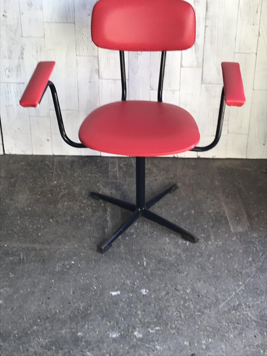 Set Of Red & Black Desk Chairs, 1960s photo Furniture