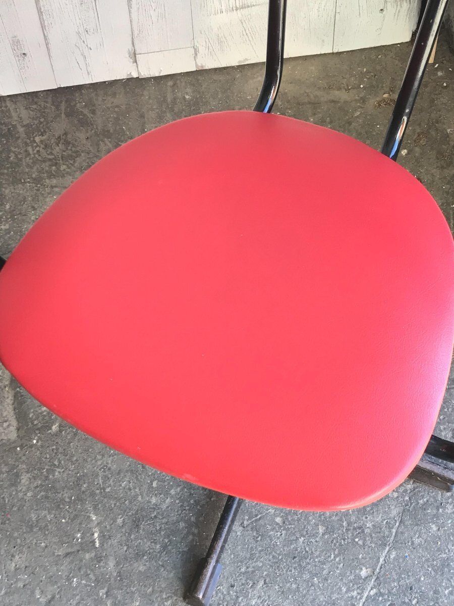 Set Of Red & Black Desk Chairs, 1960s photo 727.0