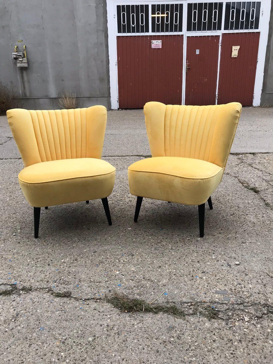 Set Of Yellow Lounge Chairs, 1950s