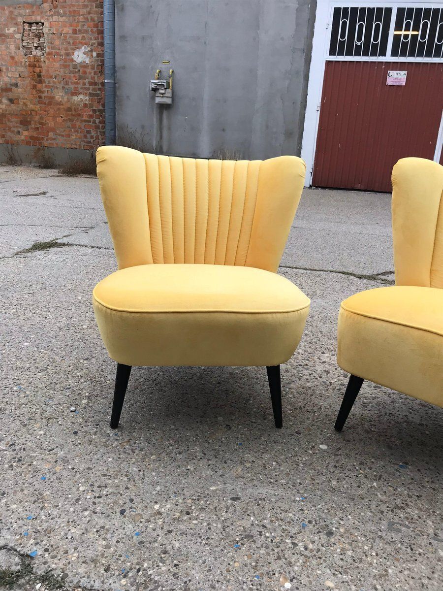 Set Of Yellow Lounge Chairs, 1950s photo for sale