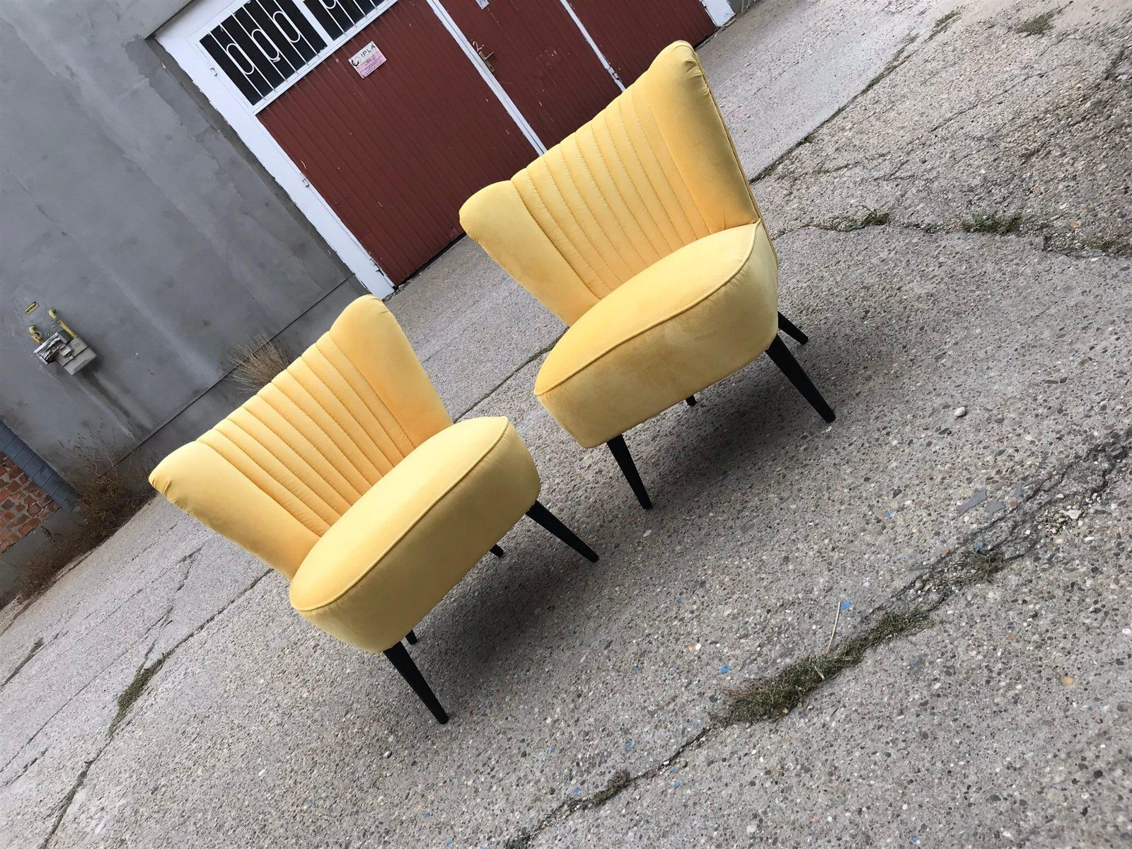 Set Of Yellow Lounge Chairs, 1950s photo Furniture