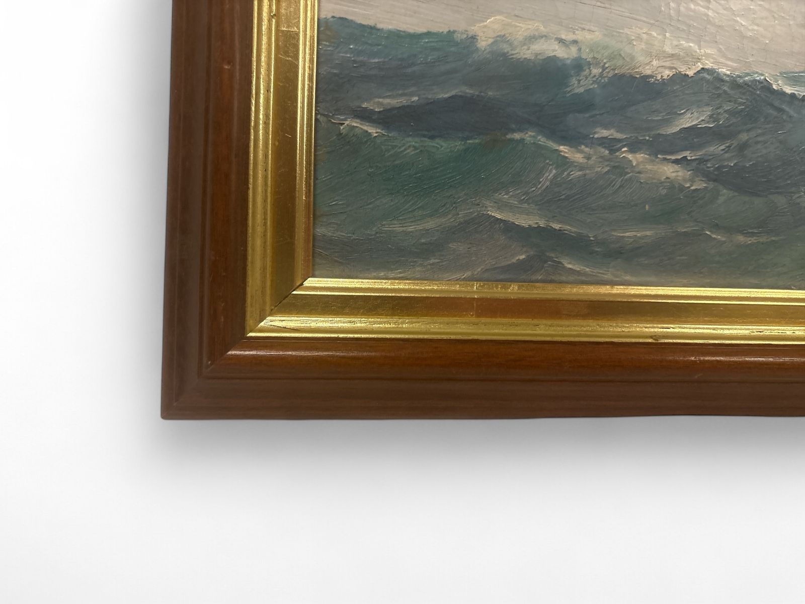 Oil On Board Painting Of A Large Sail Ship 1930s photo for sale