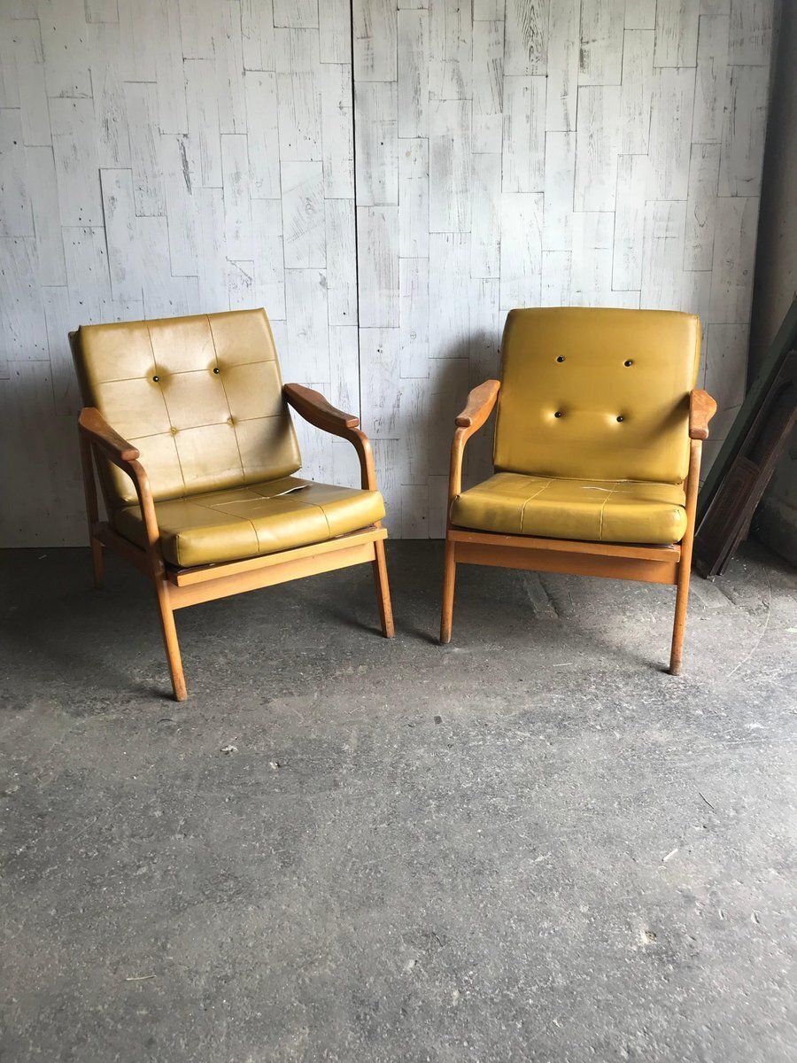 1956.0 Set Of Mid Century Wooden Lounge Chairs, 1960s photo
