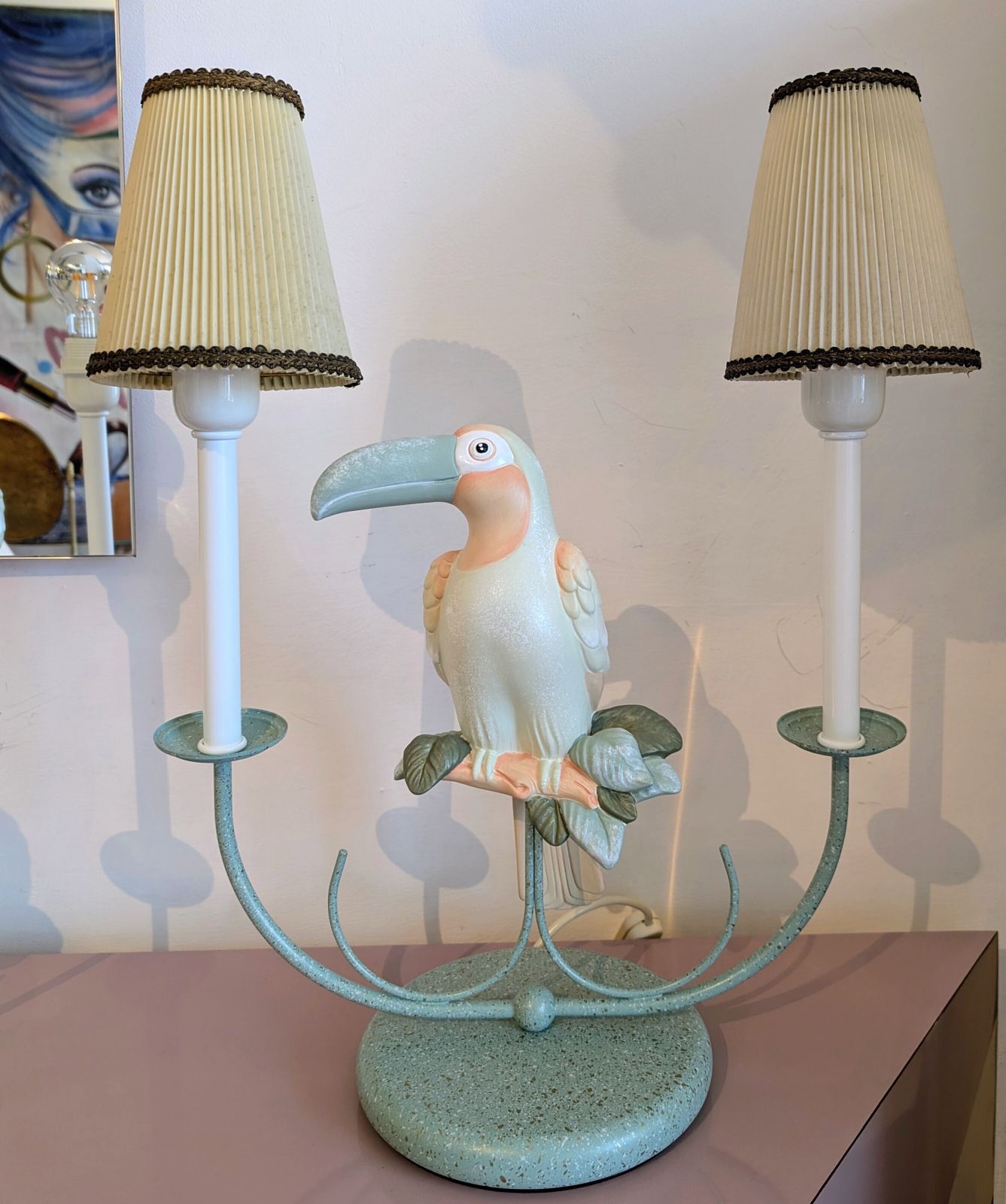 photo for sale Vintage 1980s Ceramic Pastel Toucan Lamp, Unused Old Shop Stock  11 Available. Perfect For A Hotel