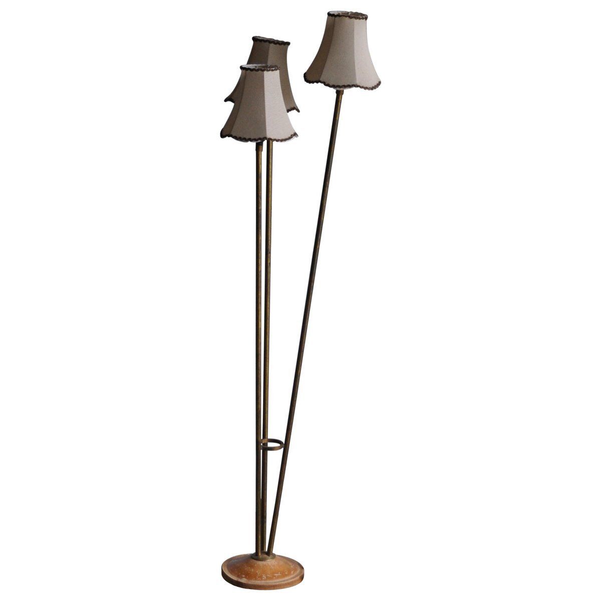 Art Deco Brass Floor Lamp, 1940s