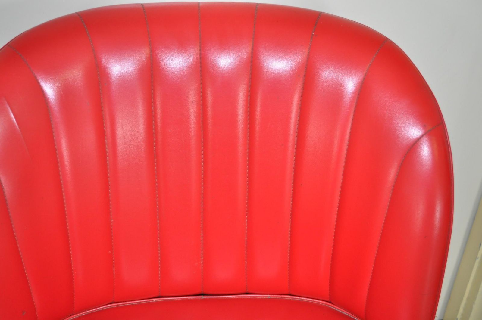 Red Leatherette Swivel Chair, 1950s photo 535.0