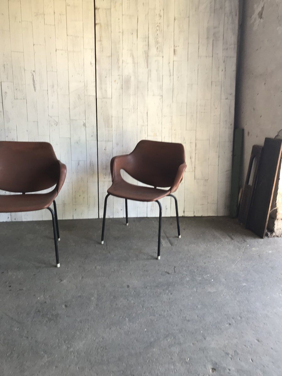 Set Of Mid Century Leatherette Armchairs, 1960s photo for sale