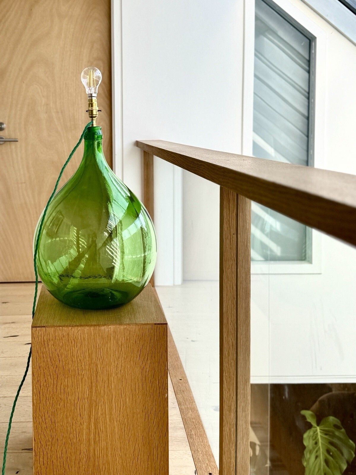 photo furniture Vintage Large Green Glass Carboy Lamp, Rewired & Pat Tested (Shade Not Included)