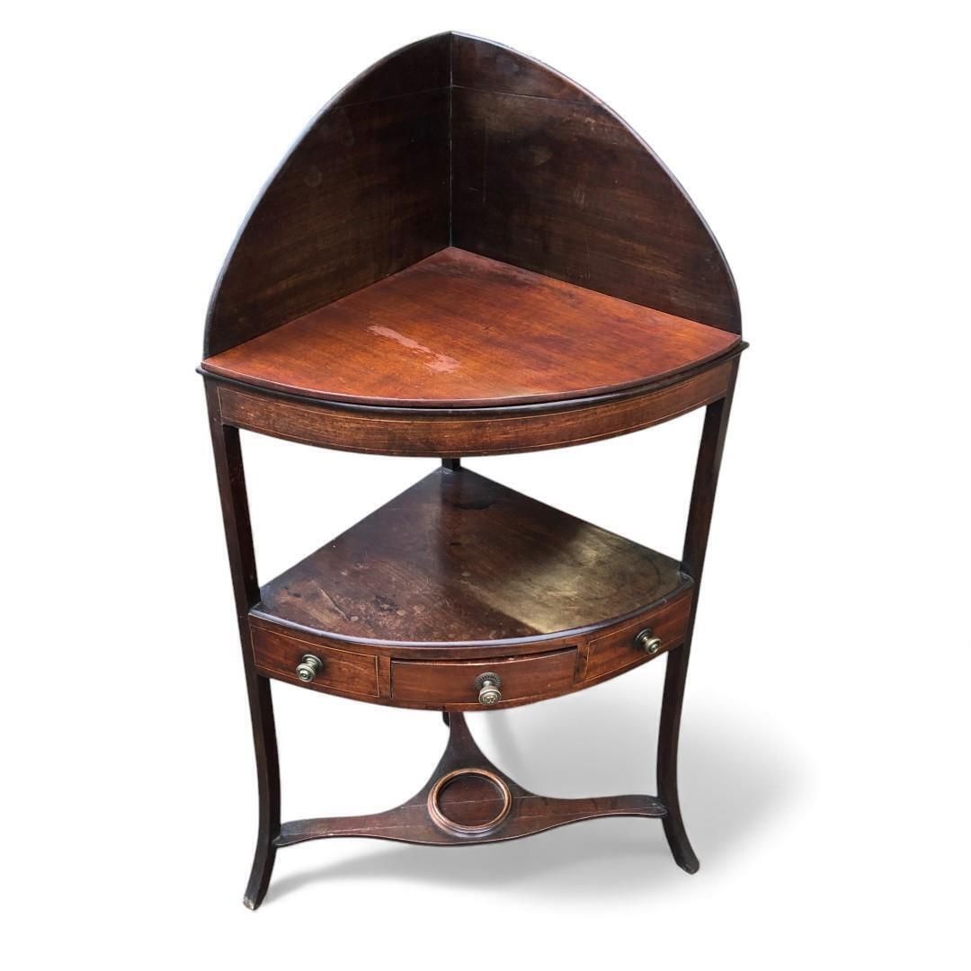 Antique Mahogany Gentleman's Corner Washstand Early 19th C