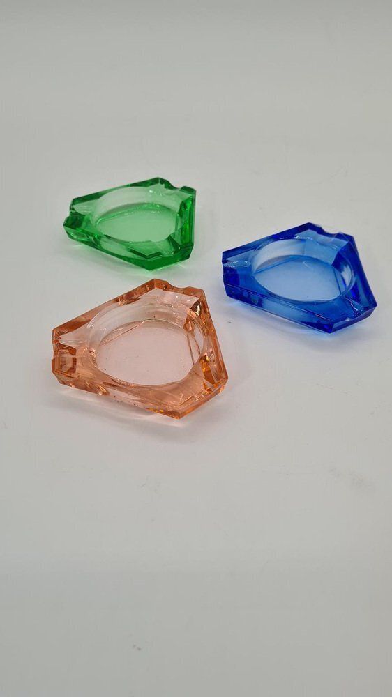 Vintage Glass Ashtrays From Royal Dux Bohemia, 1960s, Set Of 3 photo for sale