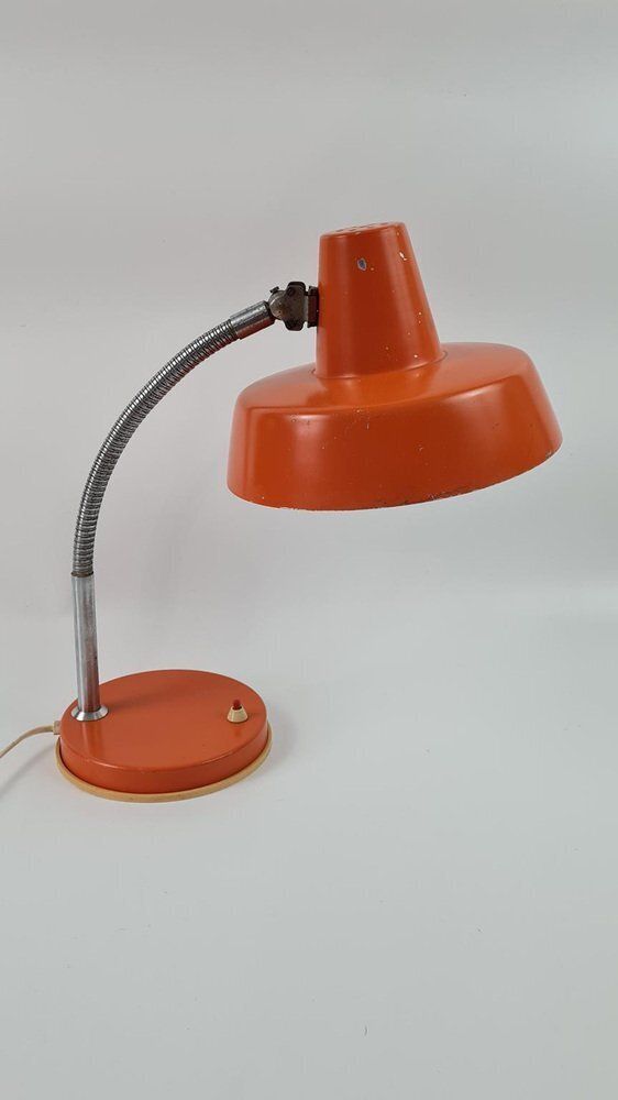 Desk Lamp In Orange Metal, Hungary, 1970s photo vintage