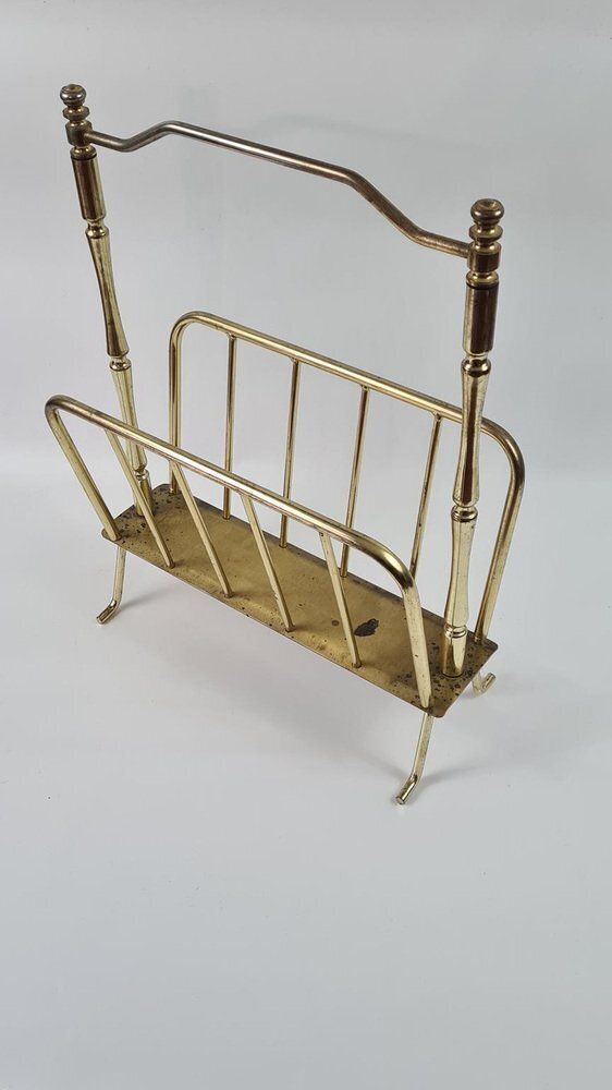 Newspaper Stand In Brass Plated Metal, 1970s photo 131.0