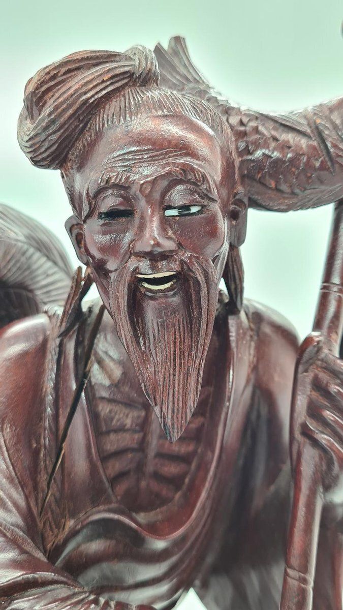 photo for sale Chinese Figurine Of A Fisherman Or Sage In Boxwood, Early 20th Century