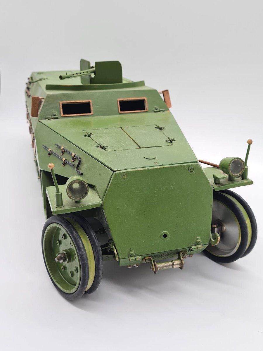 Model Sd.Kfz. 251 Carrier In Green Plywood And Metal, 1970s photo vinterior