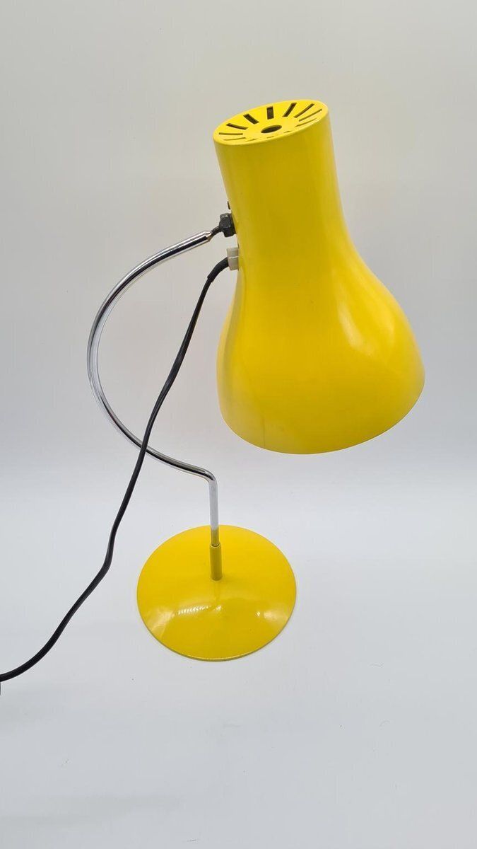 Desk Lamp In Yellow Metal And Chrome By J. Hůrka, Czechoslovakia, 1970s photo furniture