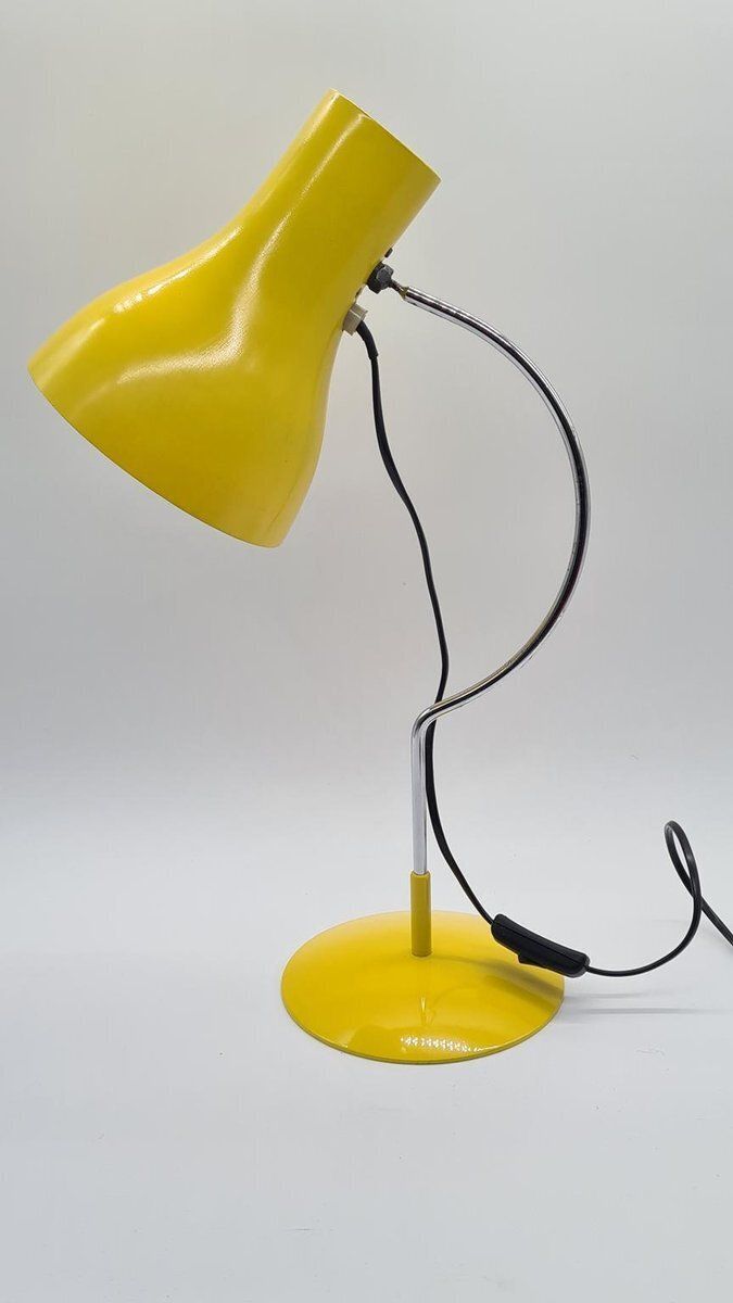 Desk Lamp In Yellow Metal And Chrome By J. Hůrka, Czechoslovakia, 1970s photo Lighting