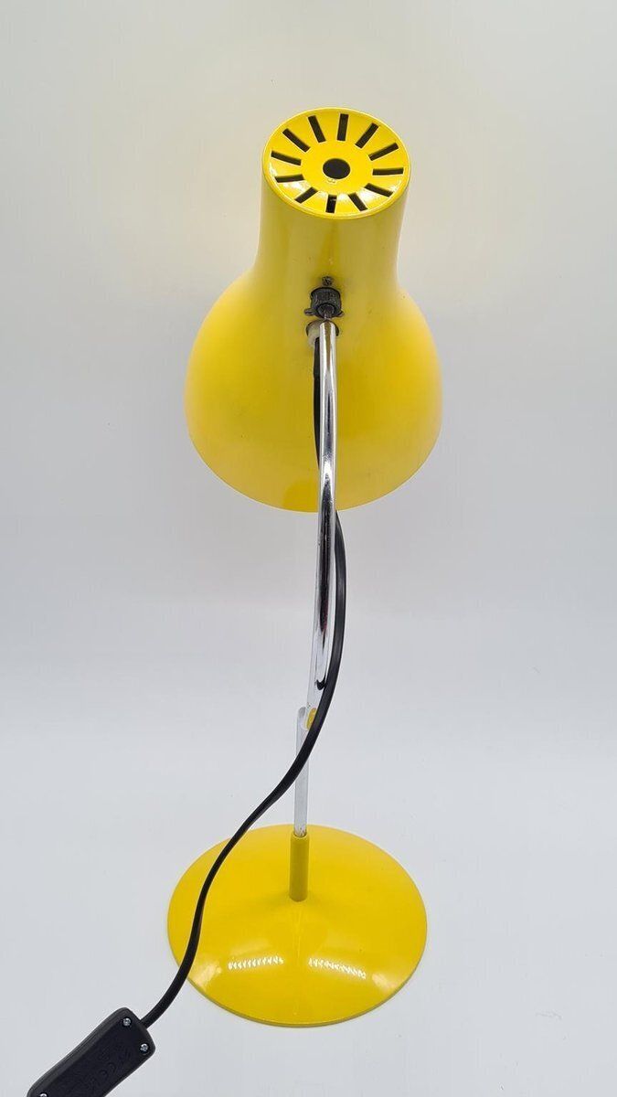 Desk Lamp In Yellow Metal And Chrome By J. Hůrka, Czechoslovakia, 1970s photo vinterior