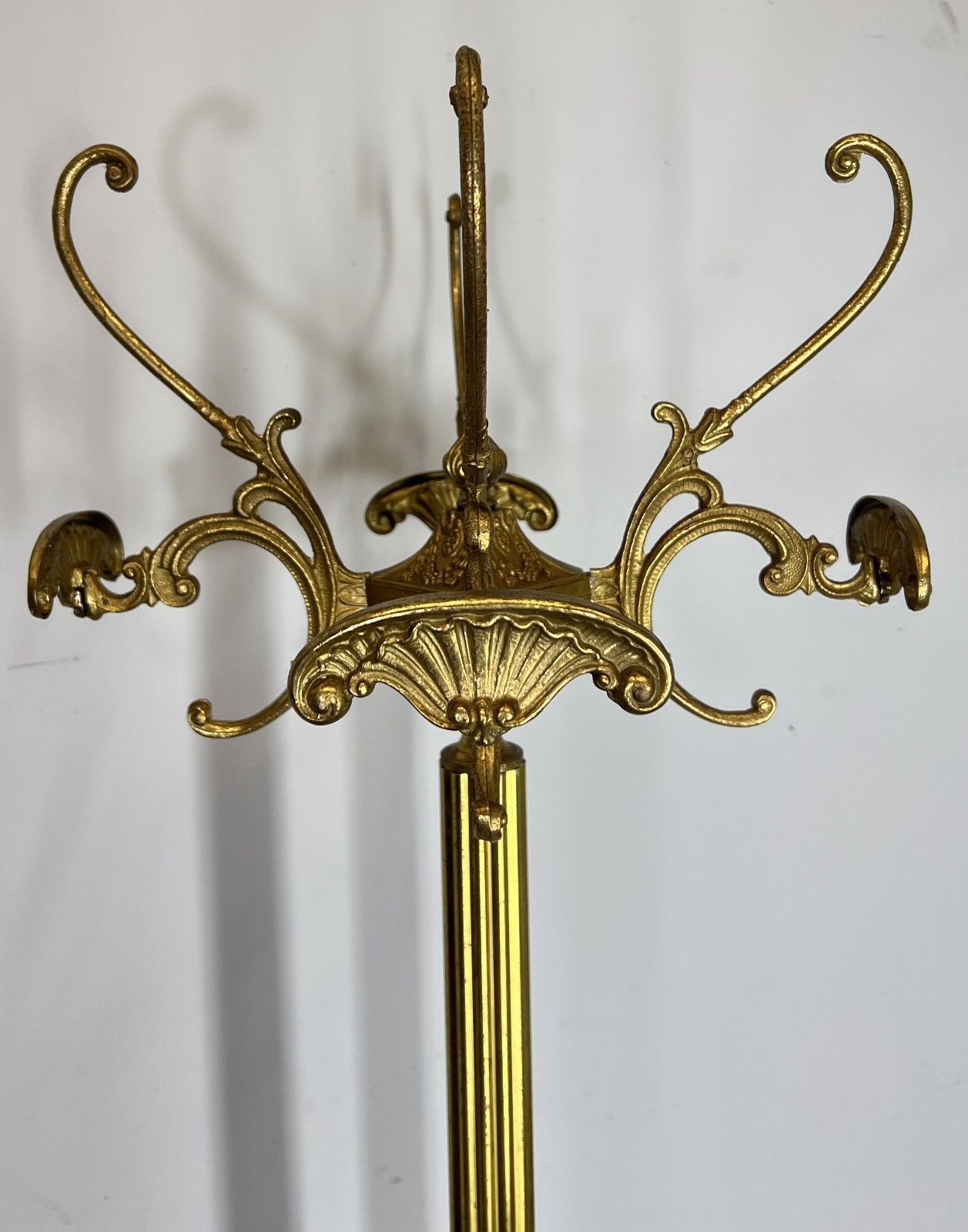 499.0 Coat Stand Vintage French Style Brass Floor Coat Rack Lot 4742 photo