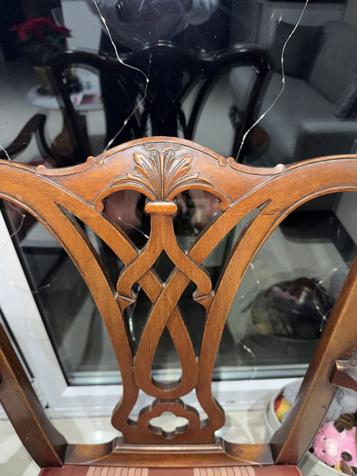 Pair Of Antique Style Chippendale Dining Chairs photo vinterior
