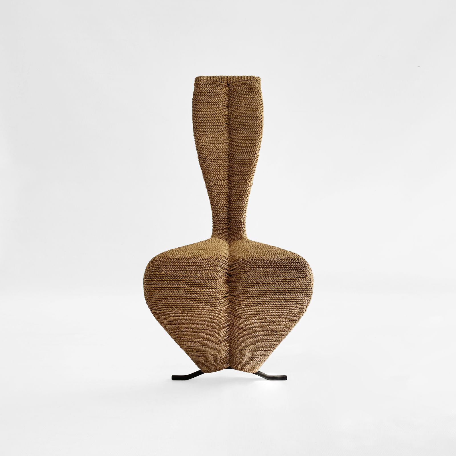 3 X Hourglass Rope Dining Chairs Tom Dixon Style Iron Metal Frame Uk 1980s Postmodern photo 2750.0