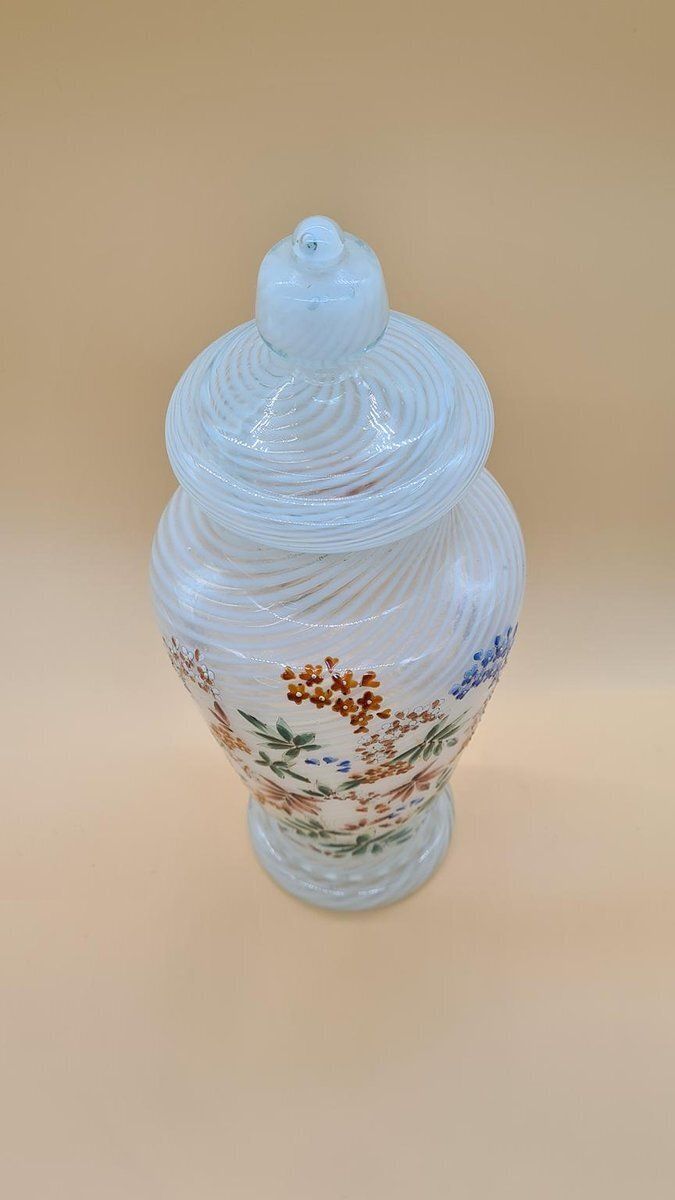 White Murano Glass Vase, Reticello,, Italy, 1960s. photo for sale