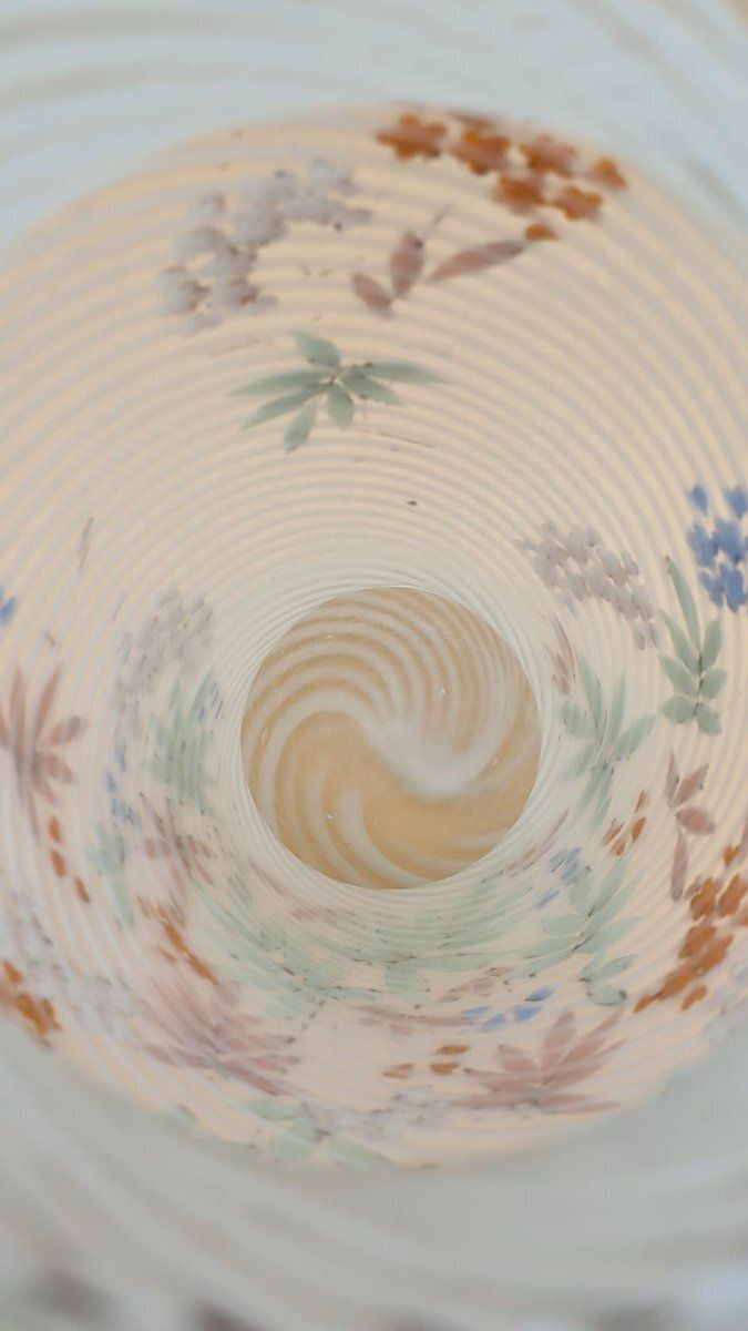 photo furniture White Murano Glass Vase, Reticello,, Italy, 1960s.