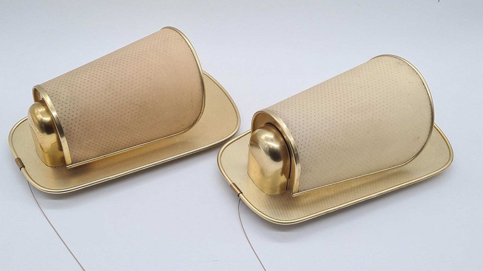 No. 430 Wall Lamps In Golden Metal And Plastic From Erco Leuchten, Germany, 1960s, Set Of 2