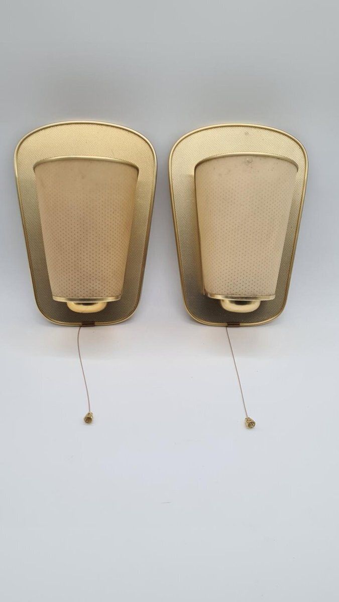 No. 430 Wall Lamps In Golden Metal And Plastic From Erco Leuchten, Germany, 1960s, Set Of 2 photo 430.0