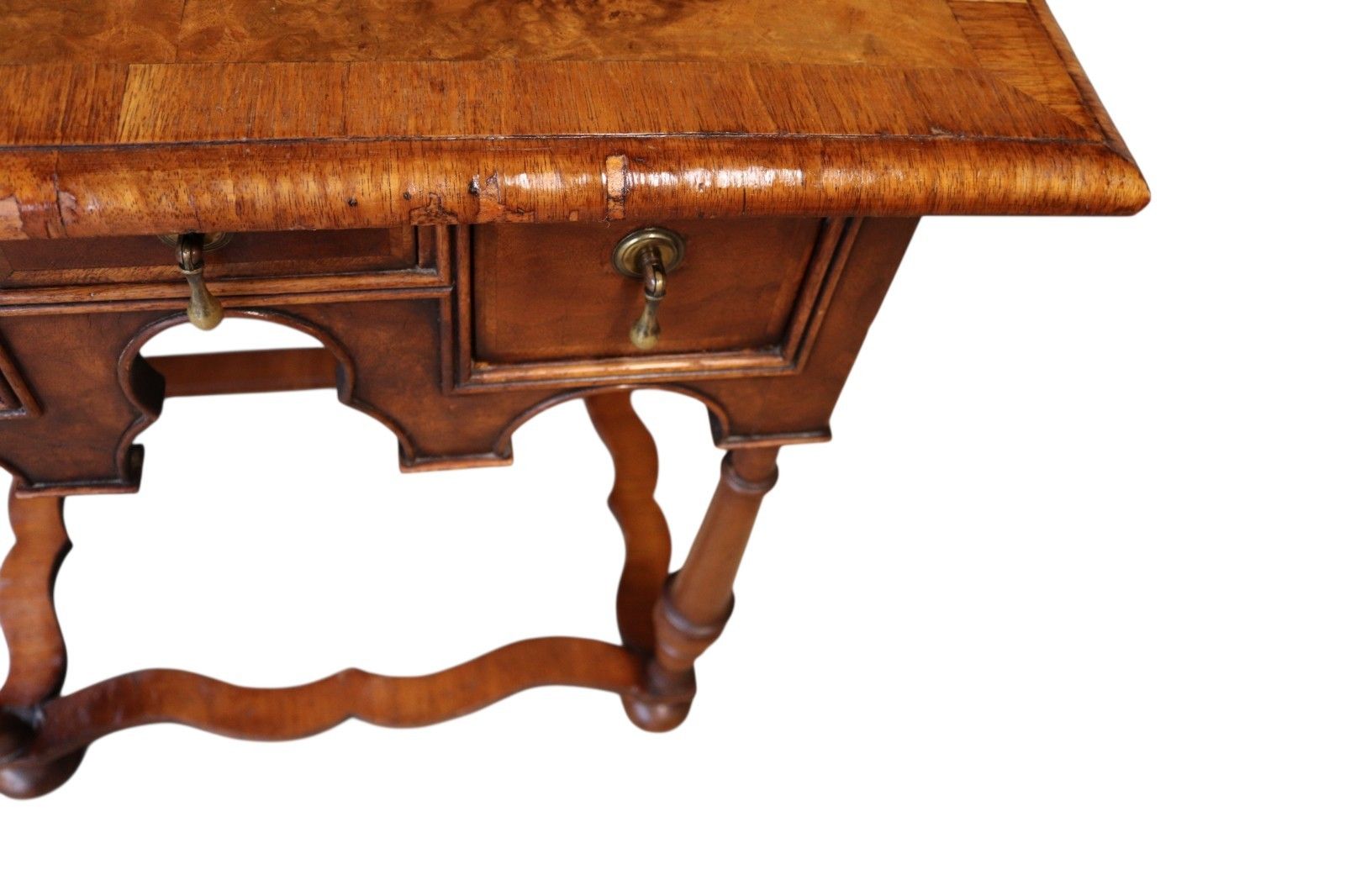 Early 20th Century An​Tique Burr Walnut William & Mary Style Lowboy Hall Table photo Furniture